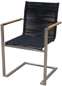 Outflexx Freischwinger Edelstahl/Rope/FSC-Teakholz 53x57x87cm silber/schwarz (WF-Y5112B)