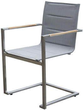 Outflexx Freischwinger Edelstahl/Textilene/FSC-Teakholz 55x57x89cm braun/taupe (WF-Y5090T)