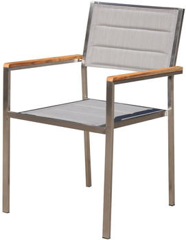 Outflexx Stuhl Edelstahl/Textilene/FSC-Teakholz 62x56,5x86cm silber (WF-Y5086S)