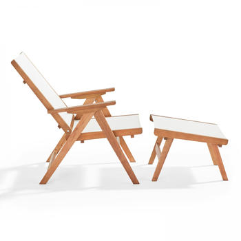 Oviala Wooden recliner and footrest White