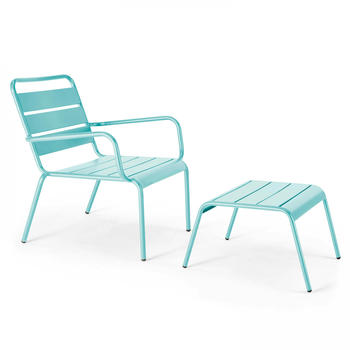 Oviala Relax armchair and metal footrest Turkis