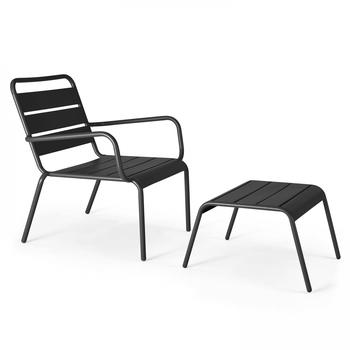 Oviala Relax armchair and metal footrest Anthracite