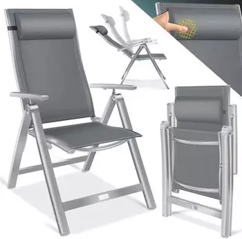 Kesser Hochlehner mit Armlehnen 7 fach verstellbar klappbar Aluminium hellgrau