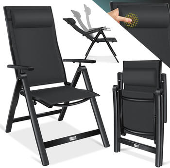 Kesser Hochlehner mit Armlehnen 7 fach verstellbar klappbar Aluminium schwarz