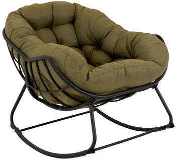 Ambia Garden Ambia Garden Gartenschaukelstuhl, Schwarz, Olivgr&uuml;n, Metall, Textil, F&uuml;llung: Schaumstoff, 97x117x82 cm, Gartenm&ouml;bel, Gartenst&uuml;hle, Liegest&uuml;hle