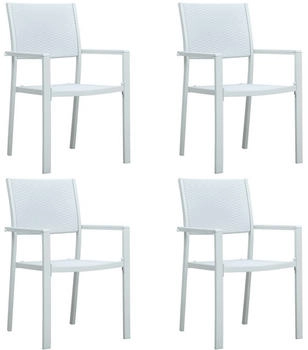 vidaXL Gartenstuhl 4er Set weiß Kunststoff Rattanoptik (47888)