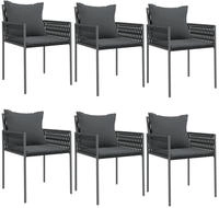 vidaXL Gartenst&uuml;hle mit Kissen 6 Stk. Schwarz 54x61x83 cm Poly Rattan