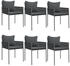 vidaXL Gartenstuhl mit Kissen 6er Set 54x61x83 cm Polyrattan schwarz (3187090)
