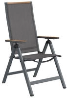 OUTLIV. Klappsessel Jacob, Aluminium & Teak, atmungsaktives Textilene, wetterfest,