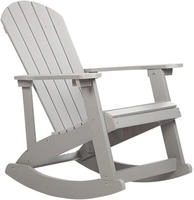 Garten Schaukelstuhl Hellgrau Kunstholz Breite Armlehnen Muskoka Adirondack Stil