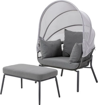 Leco Gartensessel mit Fusshocker Clara anthrazit (4737610999)