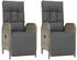 vidaXL Garten-Relaxsessel mit Kissen 2 Stk. Poly Rattan grau