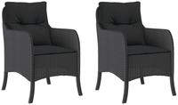 vidaXL Gartenst&uuml;hle mit Kissen 2 Stk. Schwarz Poly Rattan