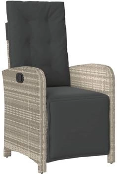 vidaXL Gartensessel mit Fußteil Verstellbar Hellgrau Poly Rattan (365190)