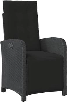 vidaXL Gartensessel mit Fußteil Verstellbar Schwarz Poly Rattan (365185)