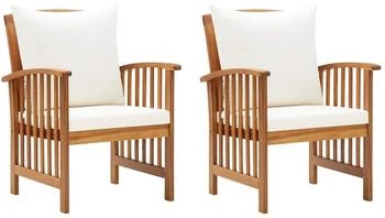 vidaXL Gartenstühle mit Kissen 2 Stk. Akazie Massivholz (310257)