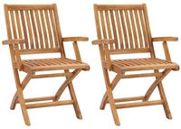vidaXL Klappbare Gartenst&uuml;hle 2 Stk. Massivholz Teak