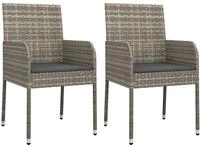 vidaXL Gartenst&uuml;hle mit Kissen 2 Stk. Poly Rattan Grau