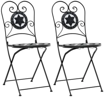 vidaXL Bistrostühle 2 Stk. Klappbar Schwarz und Weiß Keramik (4003405)