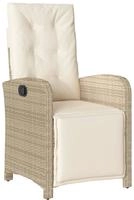 vidaXL Gartensessel mit Fu&szlig;teil Verstellbar Beige Poly Rattan