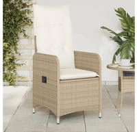 vidaXL Gartensessel mit Kissen Verstellbar Beige Poly Rattan