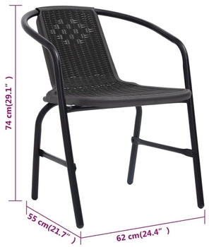vidaXL Gartenstühle 6 Stk. Rattan-Optik Kunststoff und Stahl 110 kg (3107704)