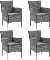 vidaXL Garten-Essst&uuml;hle 4 Stk. Poly Rattan Grau