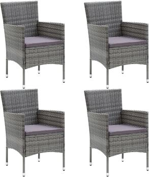 vidaXL Garten-Essstühle 4 Stk. Poly Rattan Grau (310563)