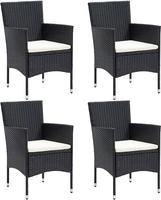 vidaXL Garten-Essst&uuml;hle 4 Stk. Poly Rattan Schwarz