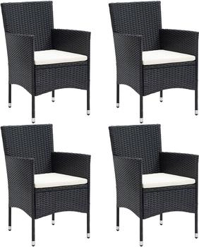 vidaXL Garten-Essstühle 4 Stk. Poly Rattan Schwarz (310562)