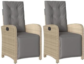 vidaXL Gartensessel mit Fußteil Verstellbar Beigemischung Poly Rattan (365189)