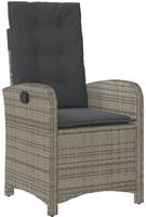 vidaXL Gartensessel mit Kissen 2 Stk. Verstellbar Grau Poly Rattan