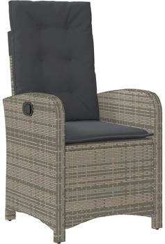 vidaXL Gartensessel mit Kissen 2 Stk. Verstellbar Grau Poly Rattan (365171)
