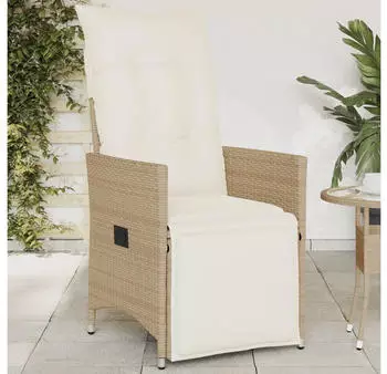 vidaXL Gartensessel mit Kissen Verstellbar Beige Poly Rattan (365662)