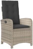 vidaXL Gartensessel mit Kissen Verstellbar Hellgrau Poly Rattan