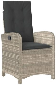 vidaXL Gartensessel mit Kissen Verstellbar Hellgrau Poly Rattan (365166)