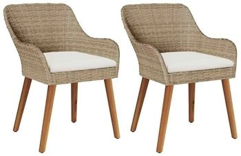 vidaXL Gartenstuhl 2 pcs Beige 55 x 62,5 x 82 cm Poly-Rattan (42006215)
