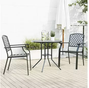 vidaXL Gartenstuhl-Set 3-tlg. Stapelbar Pulverbeschichteter Stahl (3283768)