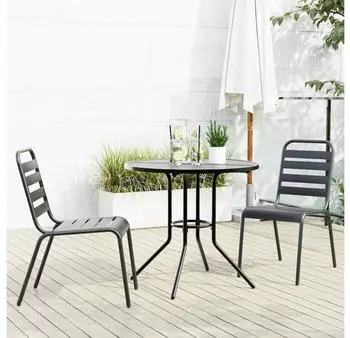 vidaXL Gartenstuhl-Set 3-tlg. Stapelbar Pulverbeschichteter Stahl (3283764)