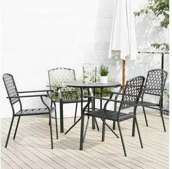 vidaXL Gartenstuhl-Set 5-tlg. Stapelbar Pulverbeschichteter Stahl (3283769)