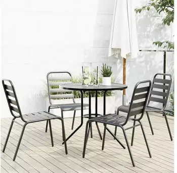 vidaXL Gartenstuhl-Set 5-tlg. Stapelbar Pulverbeschichteter Stahl (3283765)