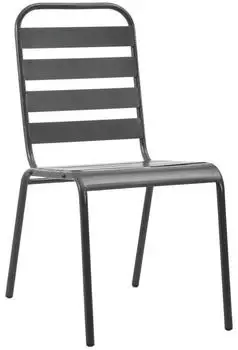 vidaXL Gartenstühle 4 Stk. Lattendesign Stahl Dunkelgrau (310155)