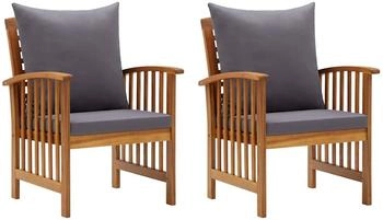 vidaXL Gartenstühle mit Kissen 2 Stk. Akazie Massivholz (310258)