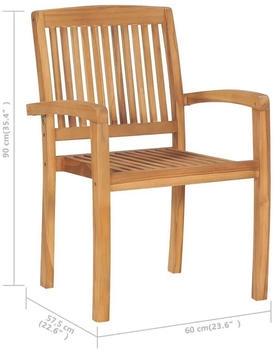 vidaXL Stapelbare Gartenstühle 4 Stk. Massivholz Teak (3073207)