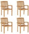 vidaXL Stapelbare Gartenstühle 4 Stk. Massivholz Teak (3073207)