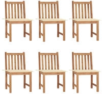 vidaXL Gartenst&uuml;hle 6 Stk. mit Kissen Massivholz Teak