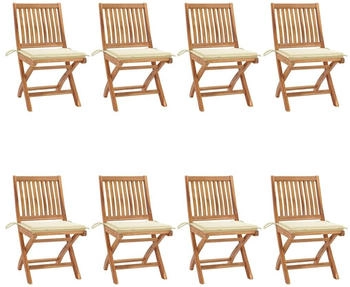 vidaXL Klappbare Gartenst&uuml;hle mit Kissen 8 Stk. Massivholz Teak (3072863)