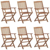 vidaXL Klappbare Gartenst&uuml;hle 6 Stk. mit Kissen Massivholz Akazie