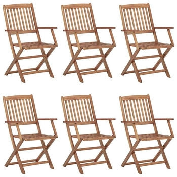 vidaXL Klappbare Gartenst&uuml;hle 6 Stk. mit Kissen Massivholz Akazie (3065462)