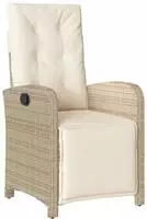 vidaXL Gartensessel mit Fu&szlig;teil 2 Stk. Verstellbar Beige Poly Rattan